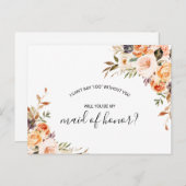 Rustieke herfst Elegant Floral Maid of Honor Uitnodiging Briefkaart (Voorkant / Achterkant)