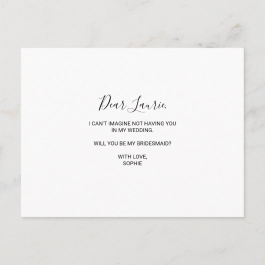 Rustieke herfst Elegant Floral Maid of Honor Uitnodiging Briefkaart (Achterkant)