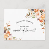 Rustieke herfst Elegant Floral Maid of Honor Uitnodiging Briefkaart (Voorkant)