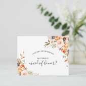 Rustieke herfst Elegant Floral Maid of Honor Uitnodiging Briefkaart (Staand voorkant)