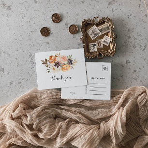 Rustieke herfst Elegante Bloemen Dank u Briefkaart