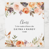 Rustieke herfst Elegante bloemenbruiloft wijn labe Etiket (Enkel label)