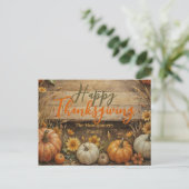 Rustieke Herfst Elegante Pompoenen Bloemen Thanksg Briefkaart (Staand voorkant)