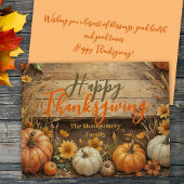 Rustieke Herfst Elegante Pompoenen Bloemen Thanksg Feestdagenkaart