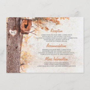 Rustieke Herfst en Bird House Wedding Details Informatiekaartje