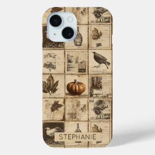 Rustieke herfst Ephemera Collage   Warm aards (2) iPhone 15 Case