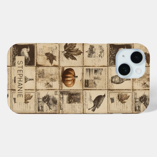 Rustieke herfst Ephemera Collage | Warm aards (2) Case-Mate iPhone Case (Achterkant (horizontaal))