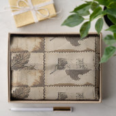 Rustieke herfst Ephemera Collage | Warm aards (2) Tissuepapier (Geschenk)