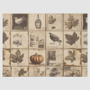 Rustieke herfst Ephemera Collage   Warm aards (2) Tissuepapier