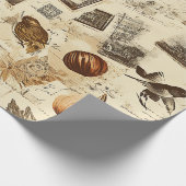 Rustieke herfst Ephemera Collage | warm aards Cadeaupapier (Hoek)