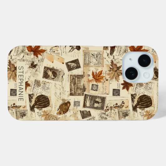 Rustieke herfst Ephemera Collage | warm aards Case-Mate iPhone Case (Achterkant (horizontaal))