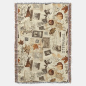 Rustieke herfst Ephemera Collage | warm aards Deken (Voorkant Verticaal)