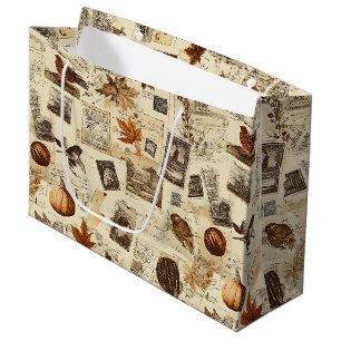 Rustieke herfst Ephemera Collage   warm aards Groot Cadeauzakje