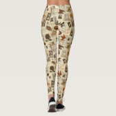 Rustieke herfst Ephemera Collage | warm aards Leggings (Achterkant)