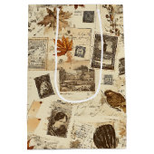 Rustieke herfst Ephemera Collage | warm aards Medium Cadeauzakje (Achterkant)