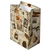 Rustieke herfst Ephemera Collage | warm aards Medium Cadeauzakje (Achterkant Gekanteld)