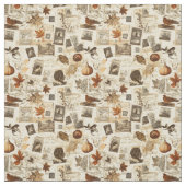 Rustieke herfst Ephemera Collage | warm aards Stof (Swatch)