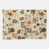 Rustieke herfst Ephemera Collage | warm aards Theedoek (Horizontaal)