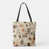 Rustieke herfst Ephemera Collage | warm aards Tote Bag (Achterkant)