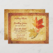 Rustieke Herfst esdoorn bladeren bruiloft opslaan Briefkaart (Voorkant / Achterkant)