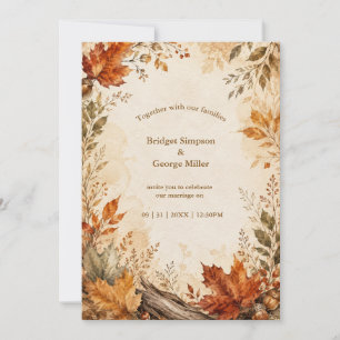 Rustieke Herfst Esdoorn Bruiloft Botanicals Kaart