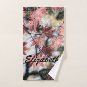 Rustieke herfst esdoorn laat roestig rood roze bru bad handdoek (Handdoek)