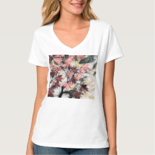 Rustieke herfst esdoorn laat roestig rood roze bru t-shirt