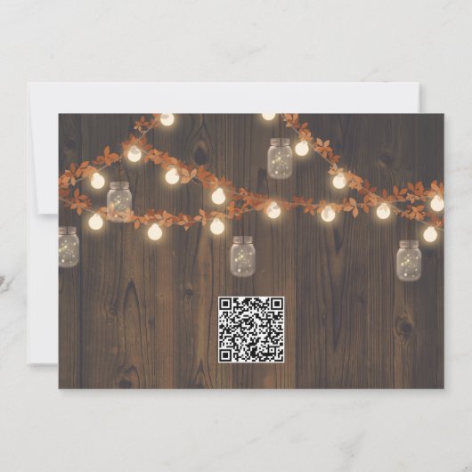 Rustieke Herfst Fairy Lights and Leaves Save the D Aankondiging (Achterkant)