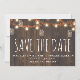Rustieke Herfst Fairy Lights Foto Save the Date Aankondiging