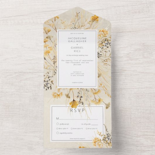 Rustieke Herfst Fields Wildflower Diner All In One Uitnodiging (Binnen)