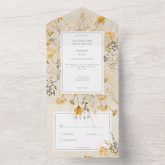 Rustieke Herfst Fields Wildflower Geen Diner All In One Uitnodiging (Binnen)