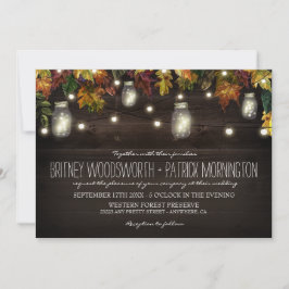 Rustieke Herfst Firefly Mason Jar bruiloft uitnodi Kaart