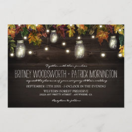 Rustieke Herfst Firefly Mason Jar bruiloft uitnodi Kaart