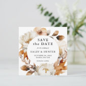 Rustieke Herfst Floral Bewaar de datum met foto Save The Date (Staand voorkant)