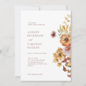 Rustieke Herfst Floral Boho Bruiloft QR Kaart (Voorkant)