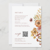 Rustieke Herfst Floral Boho Bruiloft QR Kaart (Achterkant)