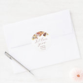 Rustieke Herfst Floral Laat Liefde groeien Trouwza Ronde Sticker (Envelop)
