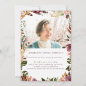 Rustieke Herfst Floral Memorial Viering van het le Kaart (Achterkant)