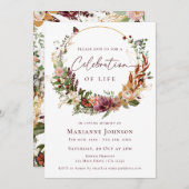 Rustieke Herfst Floral Memorial Viering van het le Kaart (Voorkant / Achterkant)