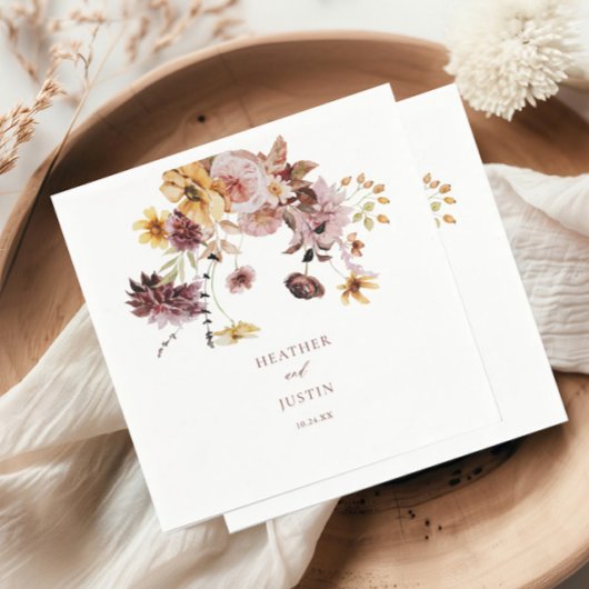 Rustieke Herfst Floral Monogram Bruiloft Servet