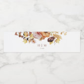 Rustieke Herfst Floral Monogram Bruiloft Waterfles Etiket (Enkel label)