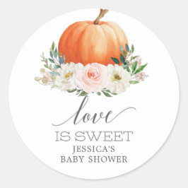 Rustieke Herfst Floral Pumpkin Love Is Sweet Favor Ronde Sticker