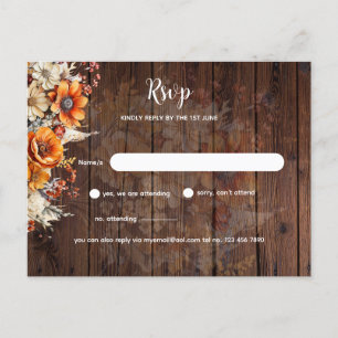 Rustieke Herfst Floral RSVP Briefkaart