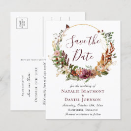 Rustieke Herfst Floral Save the Date Aankondigingskaart