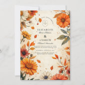 Rustieke Herfst Flower Wedding Kaart (Voorkant)