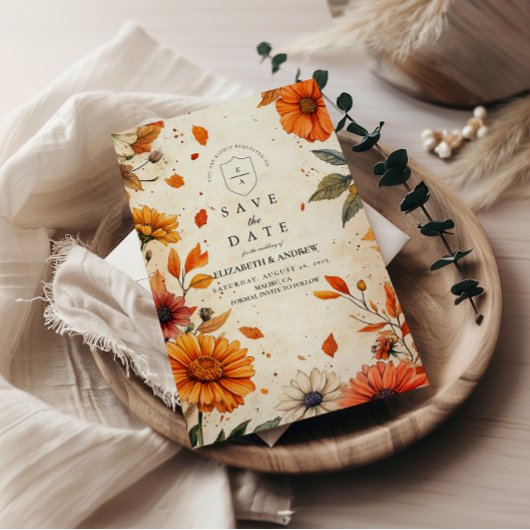 Rustieke Herfst Flower Wedding Save The Date