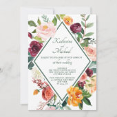 Rustieke Herfst Flowers Sage Green Wedding Kaart (Voorkant)