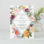 Rustieke Herfst Flowers Sage Green Wedding Kaart (Staand voorkant)