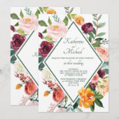 Rustieke Herfst Flowers Sage Green Wedding Kaart (Voorkant / Achterkant)