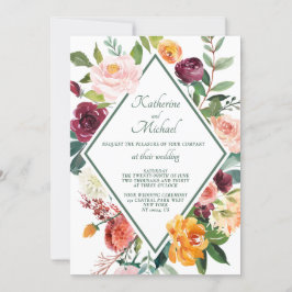 Rustieke Herfst Flowers Sage Green Wedding Kaart